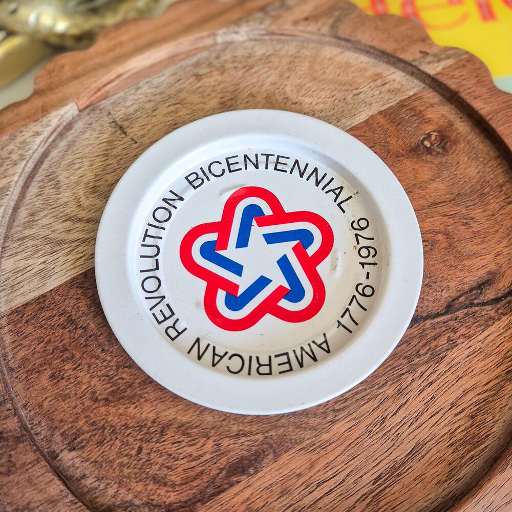 Vintage 1976 American Revolution Bicentennial Metal Coaster Official USA